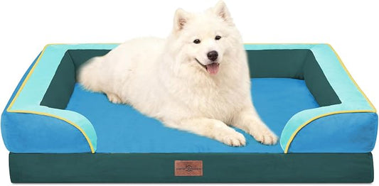 Comfort Expression Orthopedic Dog Beds for Large Sized Dog with Bolster | Waterproof Dog Couch Bed with Washable Cover & Non-Slip Bottom, Supportive Egg Crate Foam Large Pet Bed, 36x27 Inch by ComfortExpression
