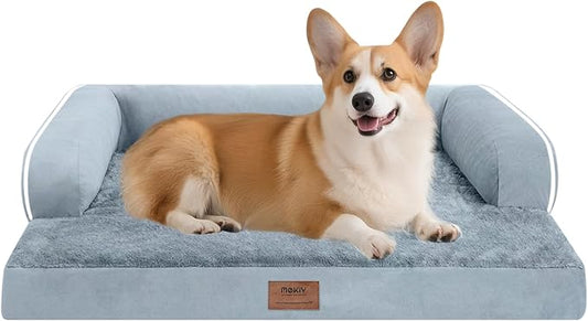 MEKIY Orthopedic Waterproof Dog Bed Pet Couch with Bolster for Medium Dogs | Pillow Support for Neck Relief, Egg Crate Foam, Waterproof Liner, Anti-Slip Bottom, Machine Washable Cover, 30 x 22 Inch by Mekiy
