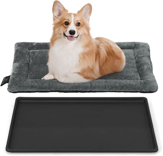 BOWHAUS Machine-Washable Dog Bed Pad & Tray for 30-Inch Kennel, Non-Slip Flat Cozy Sleeping Mat & Easy-Clean Plastic Replacement Crate Pan, Comfortable & Durable for Dogs, Rabbits, Cats, Various Pets by BOWHAUS