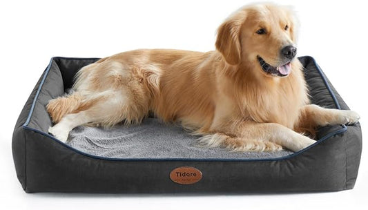 Tidore Orthopedic Dog Beds for Medium Dogs, Durable Egg Crate Foam Sofa Dog Bed wit Washable Removable Cover,Waterproof Lining,Pet Bed for Large Dogs (Dark Grey, 39.4" L x 31.5" W x 7.4" Th) by Tidore