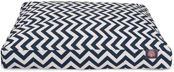 Majestic Pet Chevron Rectangle Dog Bed Washable – Non Slip Comfy Pet Bed – Crate Bed with Removable Washable Cover – Kennel Bed for Sleeping, Polyester Fiber, Medium, Navy by MajesticPet