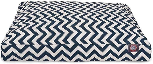 Majestic Pet Chevron Rectangle Dog Bed Washable – Non Slip Comfy Pet Bed – Crate Bed with Removable Washable Cover – Kennel Bed for Sleeping, Polyester Fiber, Medium, Navy by MajesticPet