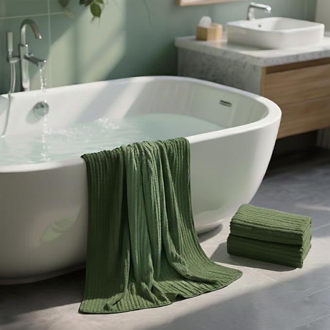 2 Piece Bath Sheets, 40"x80" Bath Towels, Olive Green | Extra-large size, Quick dry, Highly Absorbent, Lint Free，shower towels for bathroom gym spa，Big and Tall users - Image 2