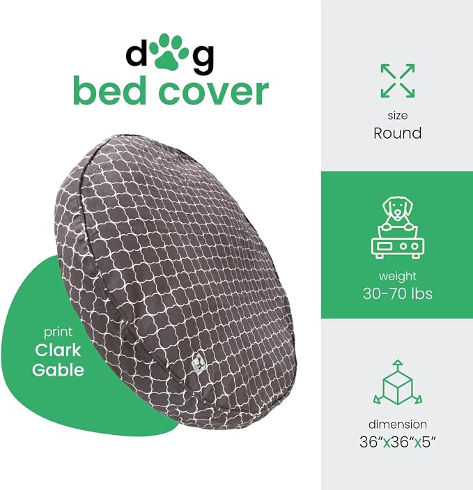Molly Mutt Medium to Large Dog Bed Cover - Clark Gable Print - Measures 36” x 5’’ - 100% Cotton - Durable - Breathable - Sustainable - Machine Washable Dog Bed Cover - Image 2