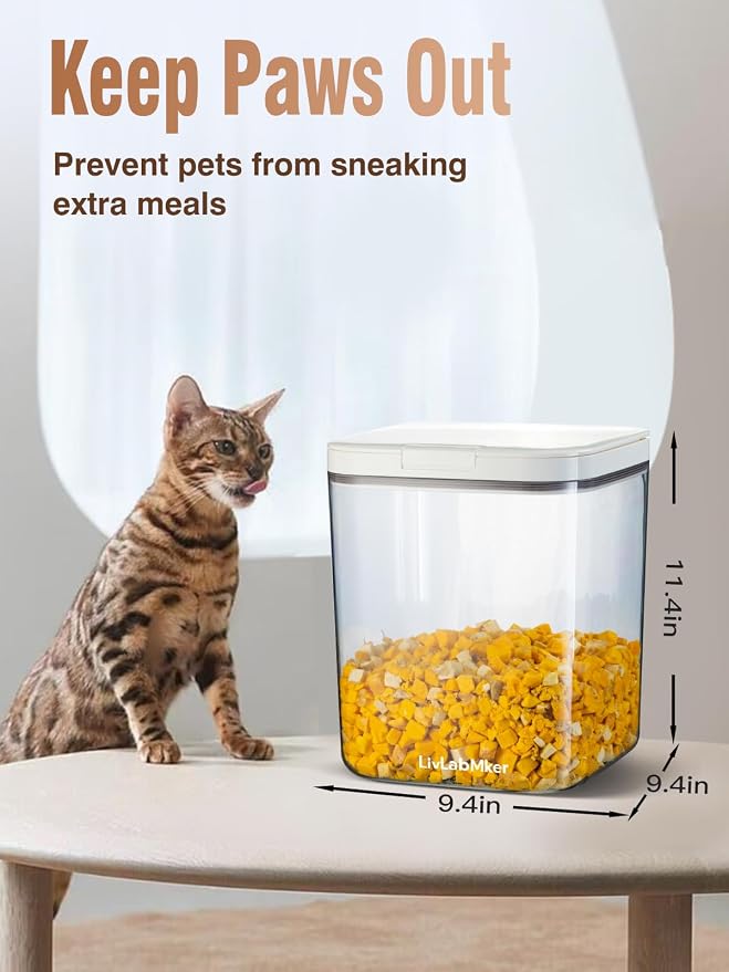 Airtight Dog Food Storage Container 15lb / 11L – Pet Food Storage Bin with Lids, Cat Treat Jar, BPA Free, Dry Boxs, Rice Storage Container for Flour, Cereal & Grain, White - Image 3