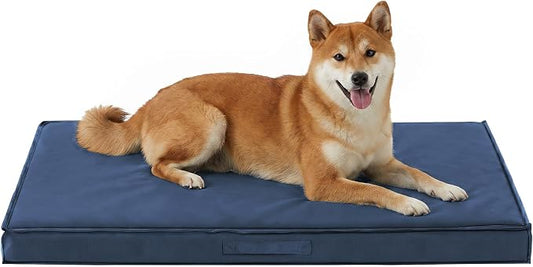 Outdoor Dog Bed Large Sized Dog, Waterproof Dog Bed Large, 36x27x3 Inch, Orthopedic Dog Bed with Removable Washable Cover, Rectangle Egg Crate Foam Pet Bed for Camping, Outside, Navy Blue by Aeroluxe