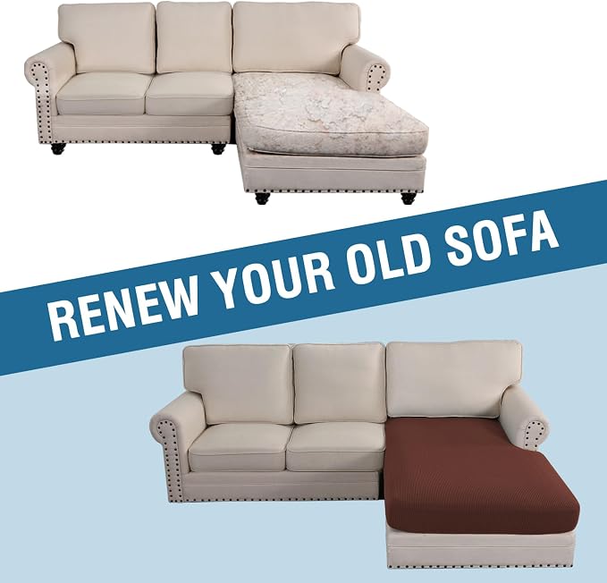 H.VERSAILTEX Sectional Couch Covers 1 Piece Chaise Slipcover L Shape Separate Cushion Couch Cover for Both Left/Right Sectional Couch (Seat Only: 1 Chaises, Burnt Brick) - Image 7