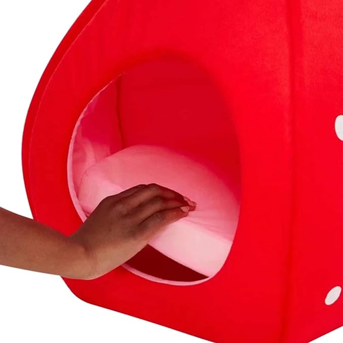 YML Strawberry Pet Bed House for Cats, Dogs, Kittens, Puppies, Rabbits, Medium, Red - Image 5