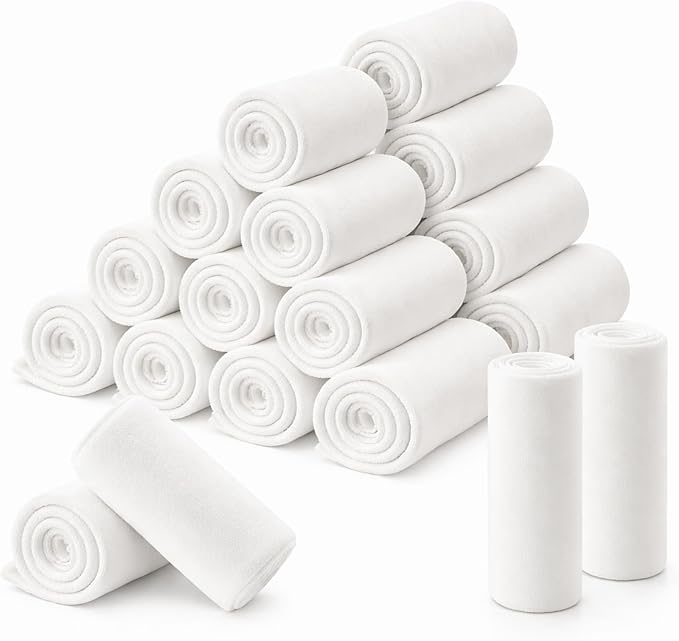 Newwiee 24 Pcs Bulk Fleece Throw Blankets 50'' x 60'' Oeko-tex Standard 100 Certified for Outdoor Wedding Guest Blankets Donation Homeless Sleepover Lap Pet Sofa, All Seasons Use (White) by Newwiee