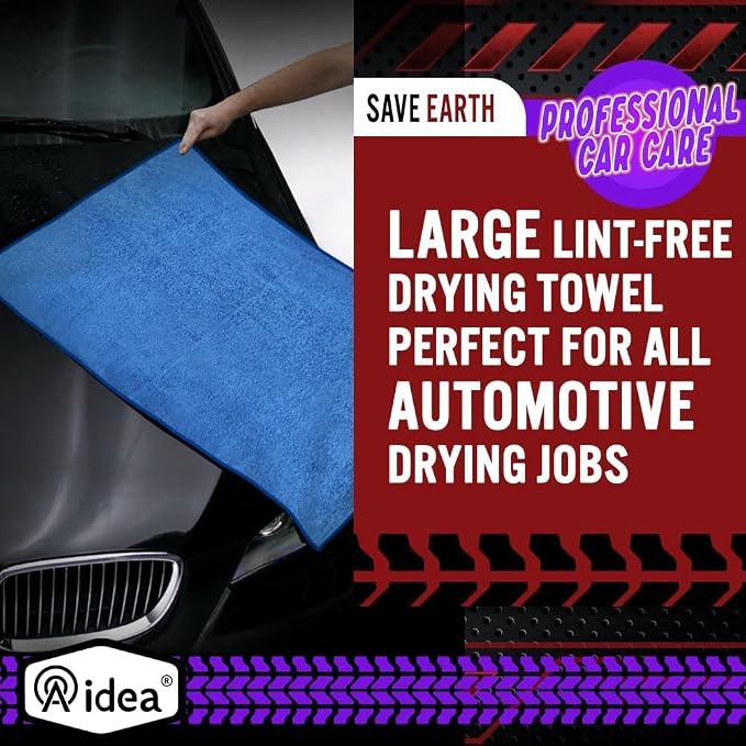 AIDEA Microfiber Towels for Cars-2PK, Large Professional Car Drying Towel, Scratch-Free & Absorbent Drying Towel for Cars, SUVs, RVs, Trucks, and Boats, 24inx 31in, Blue - Image 6