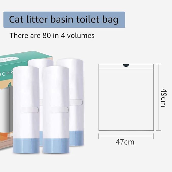80 Count Waste Bags for Self-Cleaning Cat Litter Box, Cat Litter Box Liners | Replacement Extra Large 4 Rolls Drawstring Trash Bags for Automatic Litter, 20 x 18 Inches（4 Packs/80 Counts） - Image 4