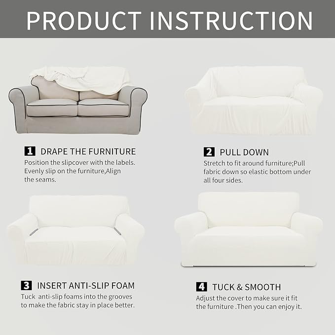 Easy-Going Stretch Oversized Chair Slipcover with Arm Washable Cream | 1-Piece Large chair covers armchair Furniture Protector for Living Room chair and a half cover Soft For Kids, Pet. - Image 6