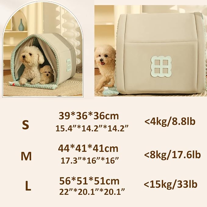 Dog Cave Bed,Cat House Winter Warm Dog House, Closed Winter Covered Dog Bed Cat Bed Tent, Dog Hideout Pet House Pet Bed All Seasons Applicable for Cat and Puppies Below 33lbs/15kg (A, Medium) - Image 6