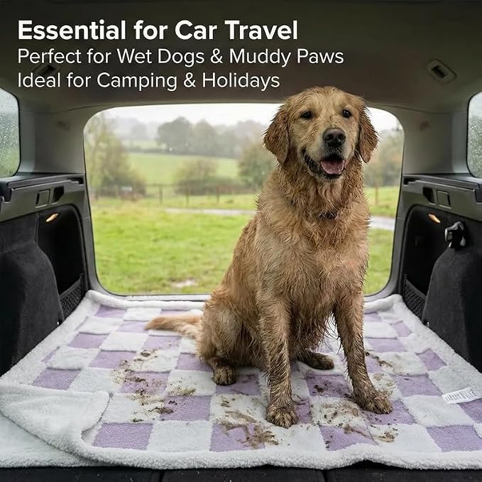 Waterproof Pet Blanket,Dog Bed Covers Couch Sofa Stylish Jacquard Pets Throw Blankets for Puppy Cats Washable Reversible Furniture Protection Covers (Purple Check,L) - Image 8