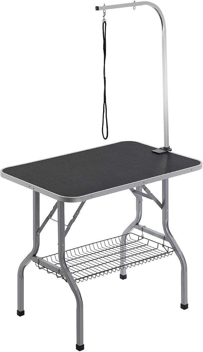 VEVOR Pet Grooming Table Arm with Clamp, 36''x24'' Dog Grooming Station, Foldable Pets Grooming Stand for Medium and Small Dogs, Free No Sit Haunch Holder with Grooming Loop, Bearing 330lbs by VEVOR