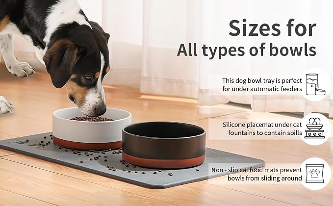 Diatomite Stone Pet Feeding Mat for Dog Cat Super Absorbent Diatomite Quick Drying Stone Dog Food Mat, Dog Mats for Food and Water with Non-Slip Station, Fast Dry Pet Mats, Deep Grey - Image 2