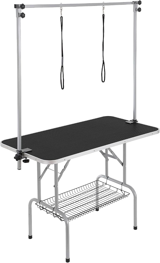 VEVOR Pet Grooming Table, 46 Inch Grooming Station with 2 Height Adjustable Arms, 330LBS Static Load Capacity, Foldable Dog Groom Station with No-Sit Haunch Holder with Loop, for Medium/Small Dogs - Image 11