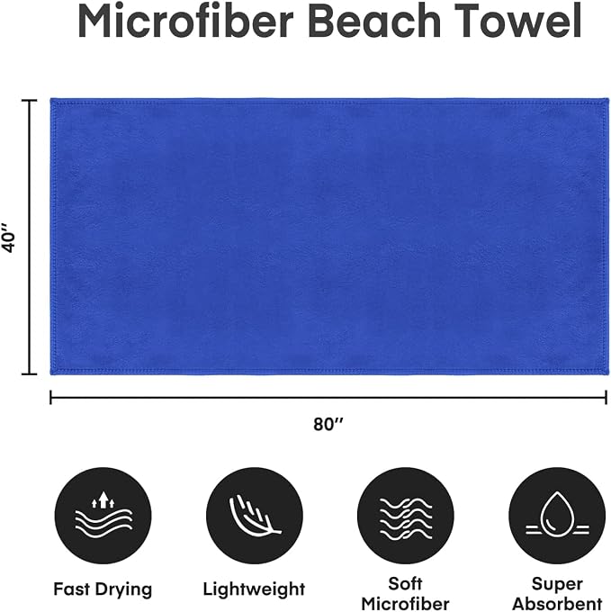 JML Microfiber Bath Sheet Towels Set, 2 Pack, 40" x 80", Dark Blue | Hanging Loop, Soft,Super Absorbent, Fast Drying, Perfect for Shower,Sauna,Yoga,Sport, Fitness,Gym - Image 4