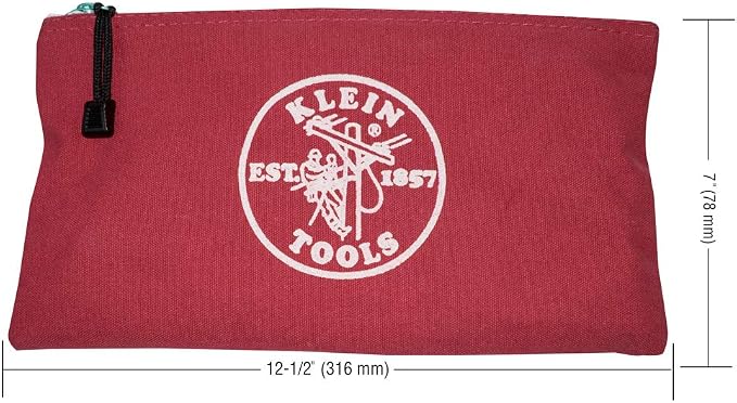 Klein Tools 5141 Zipper Tool Bag, Tool Pouch, Bank Deposit Canvas Utility Bag, 12.5 x 7-Inch, Brown/Black/Gray/Red 4-Pack - Image 5