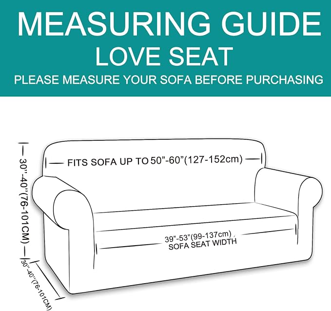 U-NICE HOME Loveseat Cover Stretch Couch Cover Sofa Slipcover, Brown | 2 Cushion Sofa, 1-Piece Sofa cover, Washable, Pet friendly, Furniture protector, Polyester Spandex Jacquard fabric - Image 6