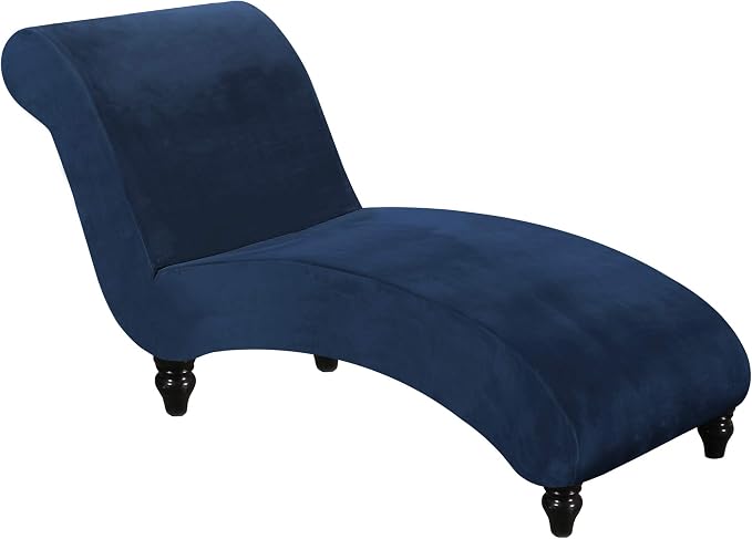 FantasDecor Chaise Lounge Slipcover Velvet Cover Luxury for Living Room Indoor Stretch Ultra Soft Machine Washable, Navy by FantasDecor