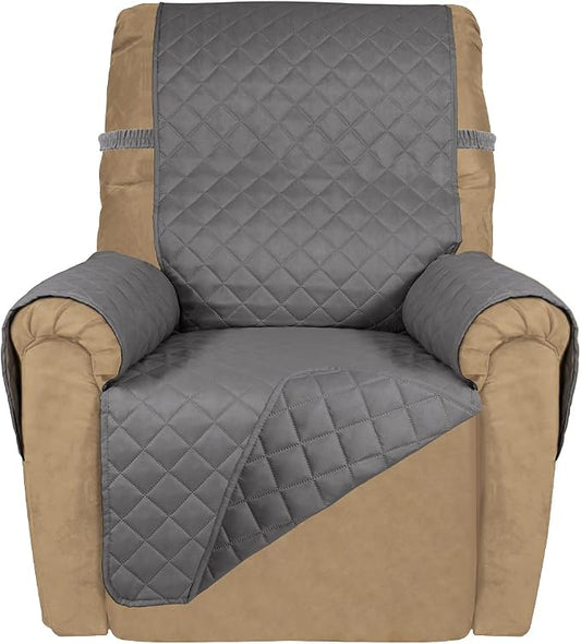 PureFit Reversible Recliner Chair Covers Couch Covers for Dogs, 19 in | Gray/Gray, Water Resistant Couch Protector, Washable Pet Couch Cover with Non Slip and Elastic Straps For Kids by PureFit