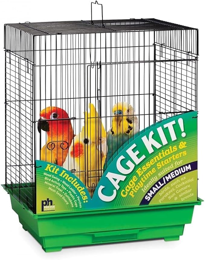 Prevue Pet Products Square Roof Bird Cage Kit - Ideal for Small Birds, Stand Compatible, Simple Cage Assembly, Easy to Clean and Maintain - Black and Green by PrevuePetProducts