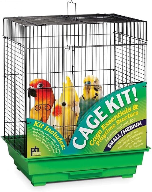 Prevue Pet Products Square Roof Bird Cage Kit - Ideal for Small Birds, Stand Compatible, Simple Cage Assembly, Easy to Clean and Maintain - Black and Green by PrevuePetProducts