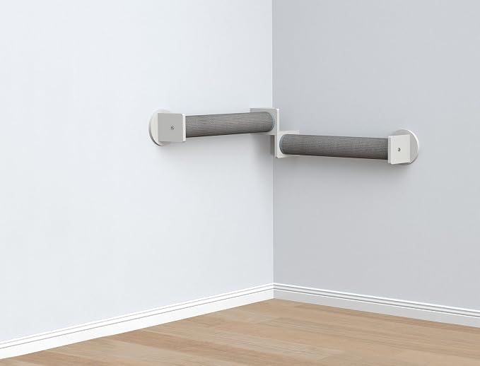Trixie Cat Wall Furniture Set 5 - Cat Wall Corner Scratcher, Climbing Shelves - 2 Sisal Rope Scratching Posts - Elevated Shelf - Gray/White - Image 2