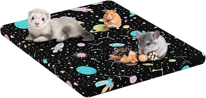 YKD Ferret Cage Liners for Ferret Nation & Critter Nation Cages | Waterproof Chinchilla Cage Accessories, Washable Bedding, for Ferrets, Chinchillas, Rats (Black, Shelf Liner) by YKD