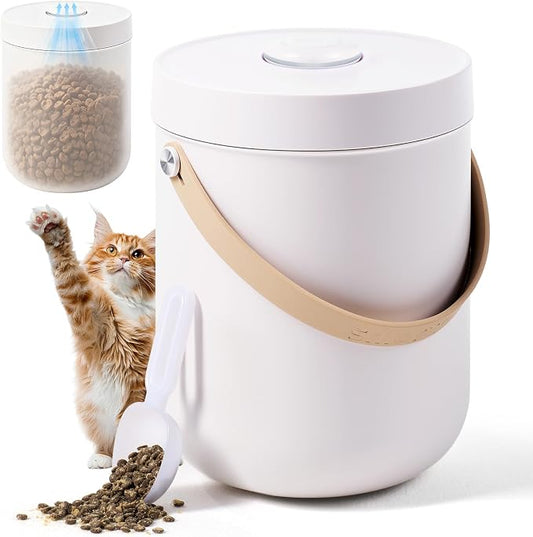 smartoo Vacuum Cat Dog Food Storage Container 5 lb, Dry Pet Food Storage | 10.6 Qt Airtight Cat Food Storage Container with One-Button Easy Use, Magnetic Scoop Incl., BPA-Free, Durable, Rechargeable by smartoo