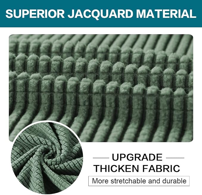Turquoize 3 Piece Sofa Covers for 2 Cushion Couch Sofa Slipcover Soft Couch Cover for Dogs-Washable Sofa Furniture Covers with 2 Individual Cushion Covers, Jacquard Fabric (Loveseat, Loden Frost) - Image 3