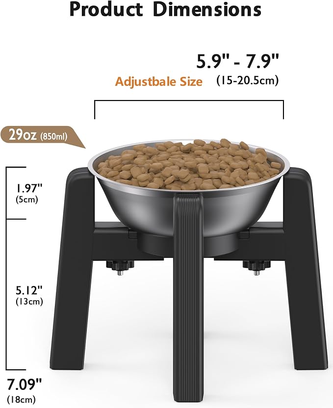 CZPET Elevated Dog Bowl, Raised Dog Bowl Stand with Stainless Steel Bowl | Elevated Pet Water & Food Bowl for Medium Dogs, Stable and Anti-Slip Raised Bowl - Image 3