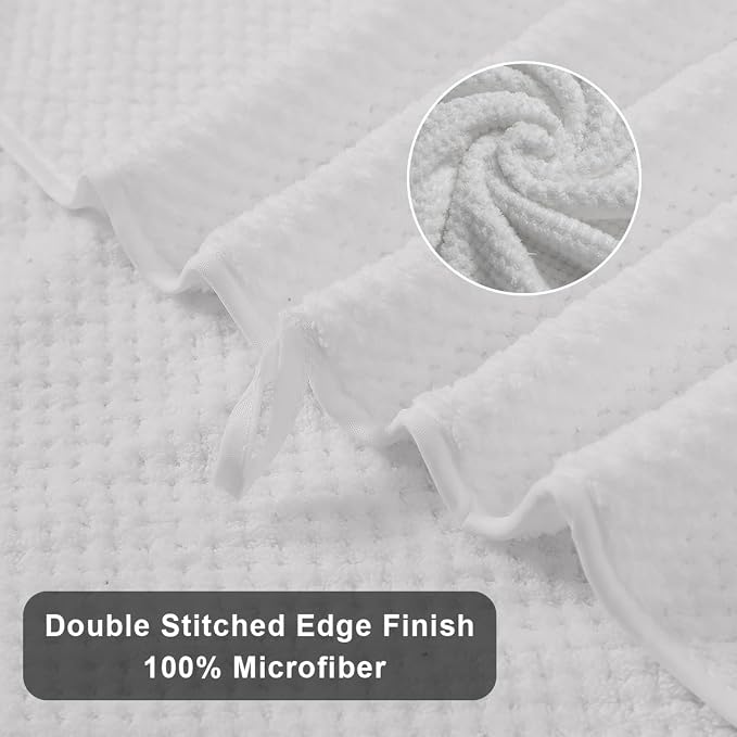 8-Piece White Bath Towels Set,2 Oversized Large Bath Towels Sheet,2 Hand Towels and 4 Washcloths - 600 GSM Soft Luxury Towel Set,Highly Absorbent Quick Dry Towel Collection for Bathroom,Hotel and Spa - Image 8