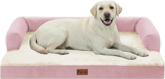 Waterproof Orthopedic Dog Bed for Extra Large Dogs, 45x35in, Pink | Orthopedic Foam Relieves Joint Pressure, Bolsters Supports Head And Neck, Washable Cover, Non-Slip Bottom by CasaPaw