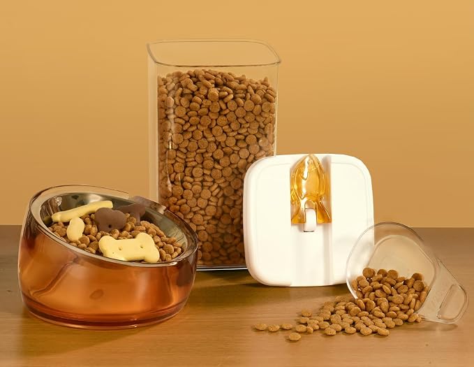 Felli Flip Tite Pet Food Container with Airtight Lids, BPA FREE Acrylic Canister with Paw Bone Fish Flip Top Handles for Cat Dog Kibble Treats Storage, Keep Fresh (Pet Collection Nest-L3pk) - Image 7