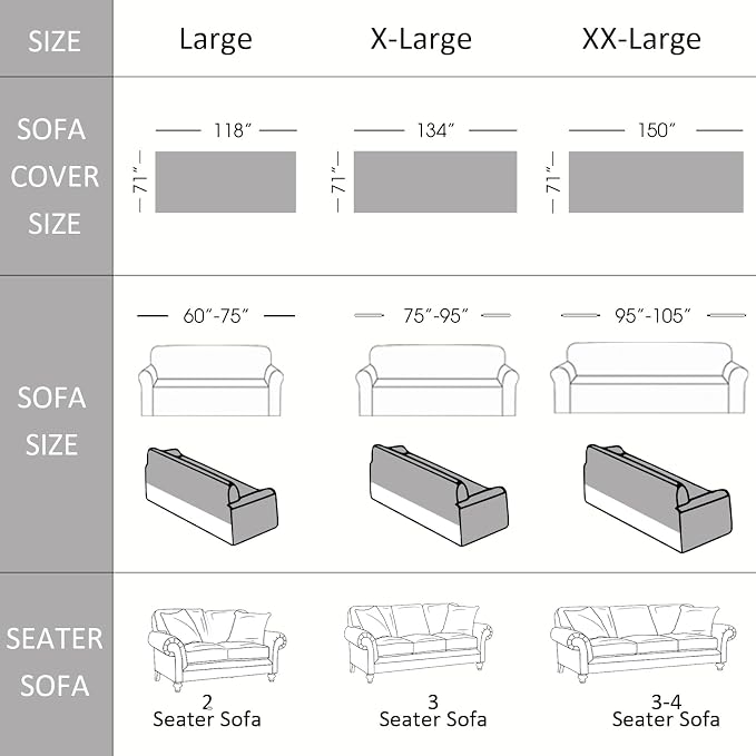 VClife Chenille Sofa Cover Bohemian Striped Pattern Couch Cover for Oversized Sofa - Gray Creamy White Textured Sofa Slipcover Washable Furniture Protector for Couch Decorative Couch Cushion Cover - Image 2