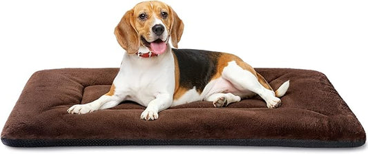 Dog Crate Pad 36 Inch, Washable Plush Crate Mat for Medium Dogs, Non Slip Kennel Pad for Metal Wire Crates, Cushioned Support for Indoor Use, Brown by ZENGAOOU