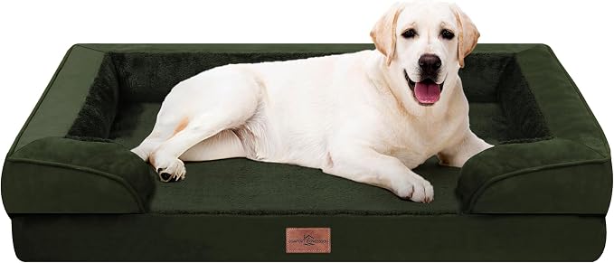 Comfort Expression Orthopedic Dog Bed for Extra Large Dogs with Bolster | Waterproof Dog Couch Bed with Washable Cover & Non-Slip Bottom, Supportive Egg Crate Foam XL Pet Bed, 45x35 Inch by ComfortExpression
