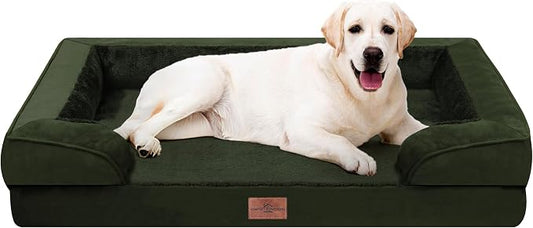 Comfort Expression Orthopedic Dog Bed for Extra Large Dogs with Bolster | Waterproof Dog Couch Bed with Washable Cover & Non-Slip Bottom, Supportive Egg Crate Foam XL Pet Bed, 45x35 Inch by ComfortExpression
