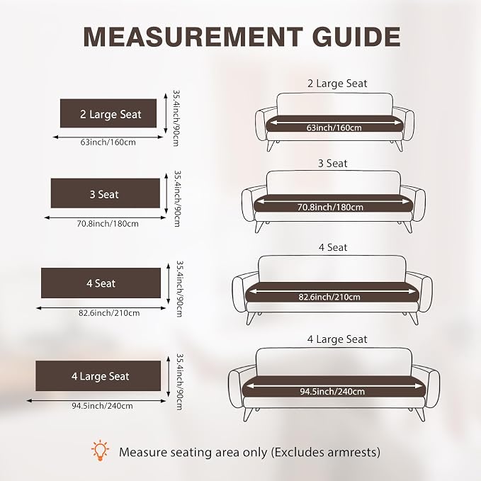 OHSIO Soft Plush Couch Cover for Sofa, Washable Milk Velvet Sofa Slipcover, Non-Slip Furniture Protector for 1 2 3 Seater Couch, Dogs, Pets and Kids(Brown, 35.43'' x 94.49'') - Image 7