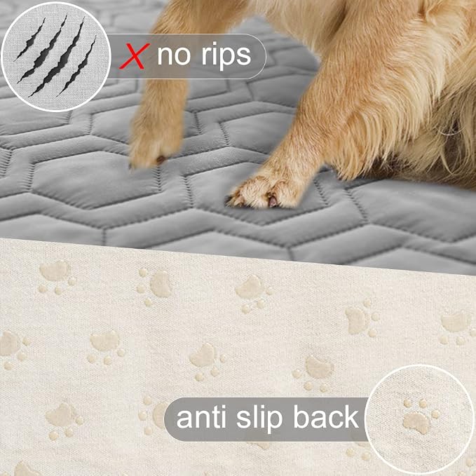 Tcksstex Waterproof and Anti-Slip Dog Bed Cover and Pet Blanket Sofa Pet Bed Mat ，car Incontinence Mattress Protectors Furniture Couch Cover for Most Cats Dogs, Pets（82x82- Light Grey） - Image 3