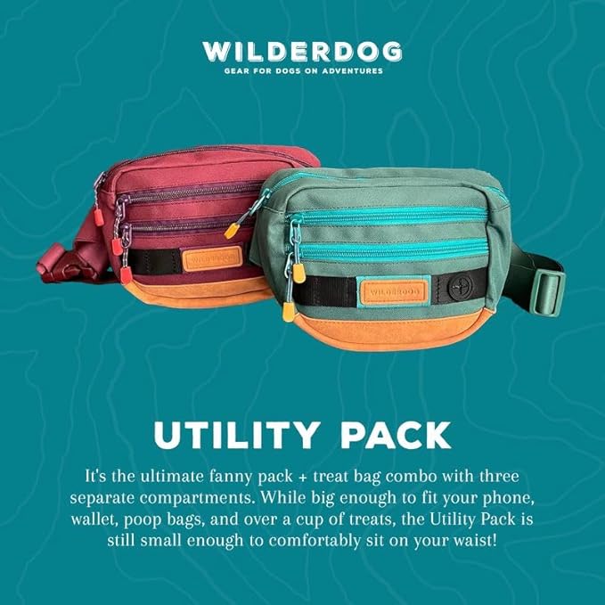 Wilderdog Utility Fanny Pack stores Treats, Balls, Keys in 3 Pockets with adjustable strap and Poop Bag dispenser (Evergreen) - Image 8