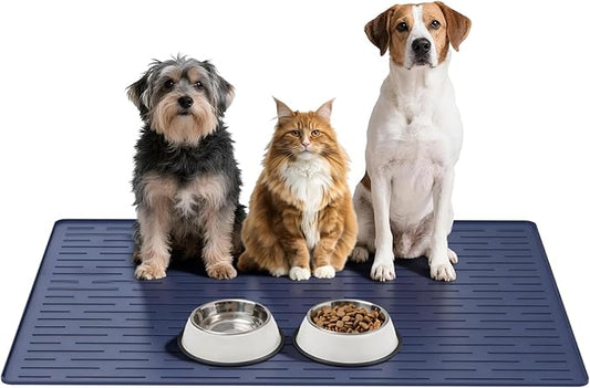 Large Dog Mats for Food and Water, 40"x30" Waterproof Pet Food Mats for Floor Nonslip Silicone Bowl Mats with Raised Edges by Unknown