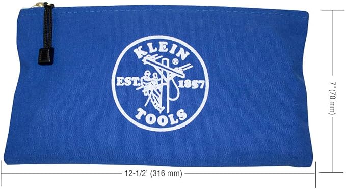 Klein Tools 5140 Canvas Zipper Bag, Tool Pouch, Bank Deposit Utility Bag, 12.5 x 7-Inch, Olive/Orange/Blue/Yellow 4-Pack - Image 4