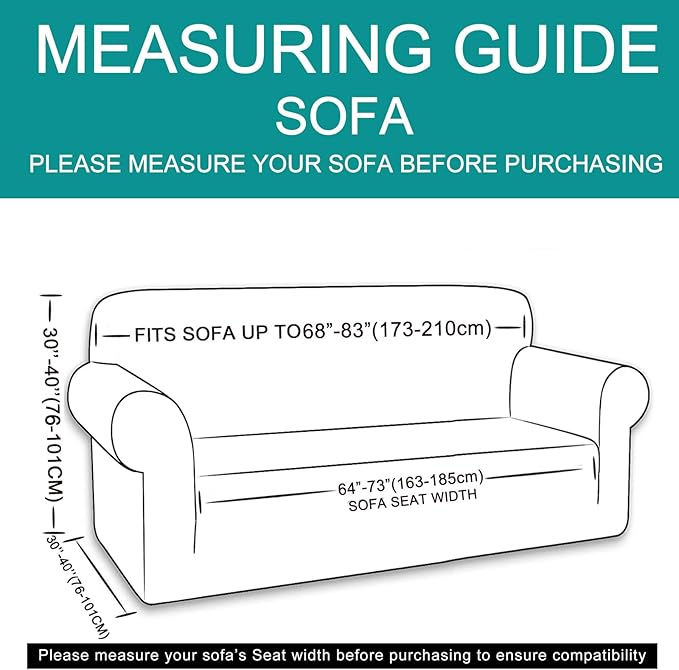 U-NICE HOME Stretch Couch Cover Slipcover for 3 Cushion Sofa, Ivory White | 1-Piece Sofa cover, Washable, Pet friendly, Furniture protector, Polyester Spandex Jacquard fabric - Image 6