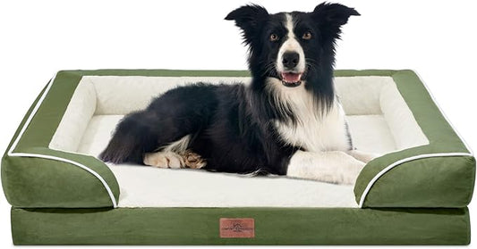 Comfort Expression Orthopedic Dog Beds for Large Sized Dog with Bolster | Waterproof Dog Couch Bed with Washable Cover & Non-Slip Bottom, Supportive Egg Crate Foam Large Pet Bed, 36x27 Inch by ComfortExpression