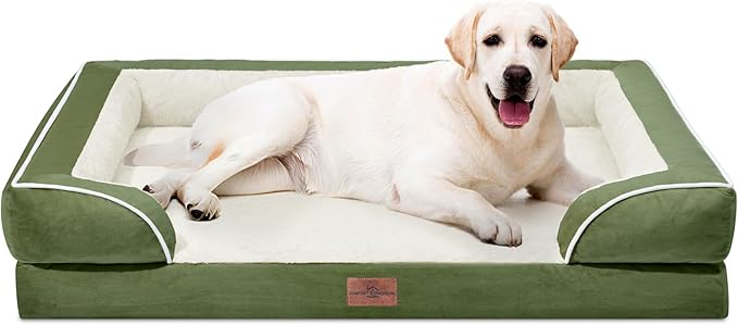 Comfort Expression Orthopedic Dog Bed for Extra Large Dogs with Bolster | Waterproof Dog Couch Bed with Washable Cover & Non-Slip Bottom, Supportive Egg Crate Foam XL Pet Bed, 45x35 Inch by ComfortExpression