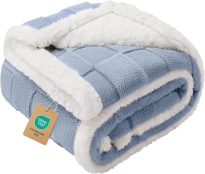 Luciphia Waterproof Dog Blanket, Reversible Fleece & Sherpa, Couch Cover | Soft plush fluffy, washable, puppy, cat, dog bed, sofa, throw, furniture protector,Blue,Small(40" x 28") by luciphia
