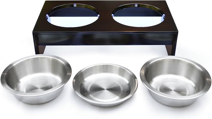 PetFusion Bamboo Elevated Dog Bowls; Cat Bowls | Raised Feeders w/ Water Resistant Seal (Short 4"; Tall 10”) | US FOOD GRADE Stainless Steel Dog & Cat Bowl - Image 5